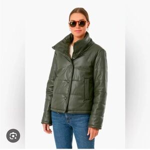 Tuckernuck faux leather jacket, green, xs